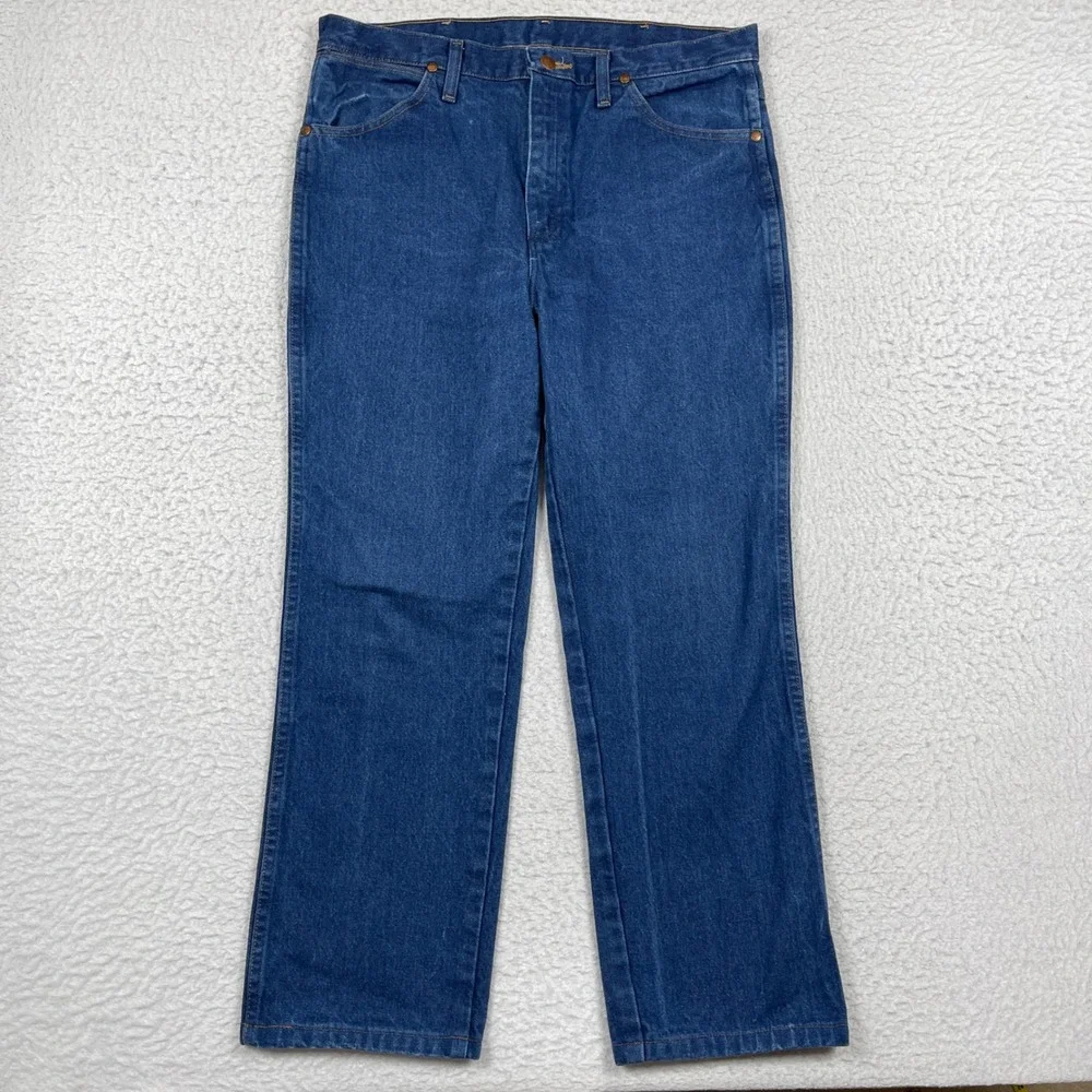Wrangler Jeans Mens 34x32 (Fit 34x27) Blue Slim Fit Cowboy Cut Western Workwear